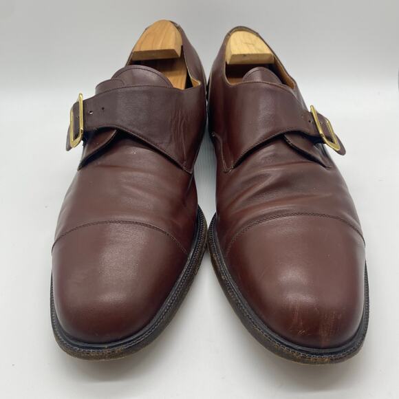 Salvatore Ferragamo Brown Leather Monk Strap Buckle Dress Shoes Men's size 13 - Picture 2 of 10